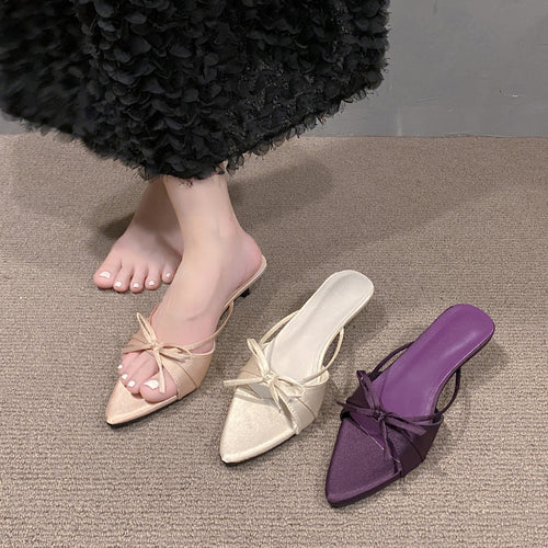 Damen Elegante Slingback-Mules mit dekorativen Schleifen EB