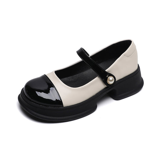Damen Mary-Jane Schuhe mit modischem Riemen und komfortablem Blockabsatz EB