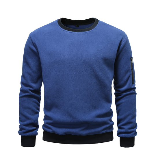 Herren nan Fleece-Sweatshirt mit Rundhalsausschnitt und Ärmeltasche mit Reißverschluss EB