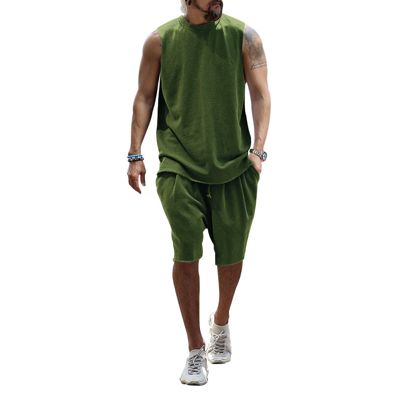 Herren sportliches Tanktop und Shorts-Set aus hochwertigem Baumwollmix EB