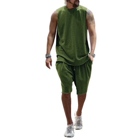 Herren sportliches Tanktop und Shorts-Set aus hochwertigem Baumwollmix EB