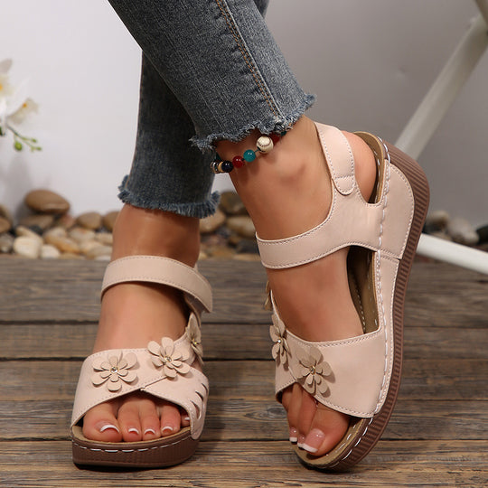 Damen bequeme Sandalen mit buntem Blumendesign EB