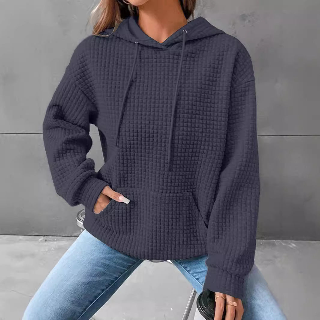 Damen stylischer Kapuzenpullover mit strukturiertem Stoff EB
