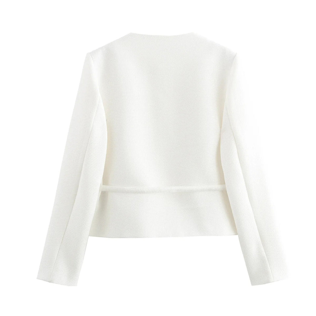 Damen stylistische Übergangsjacke mit Knopfdetails und Bindeband EB