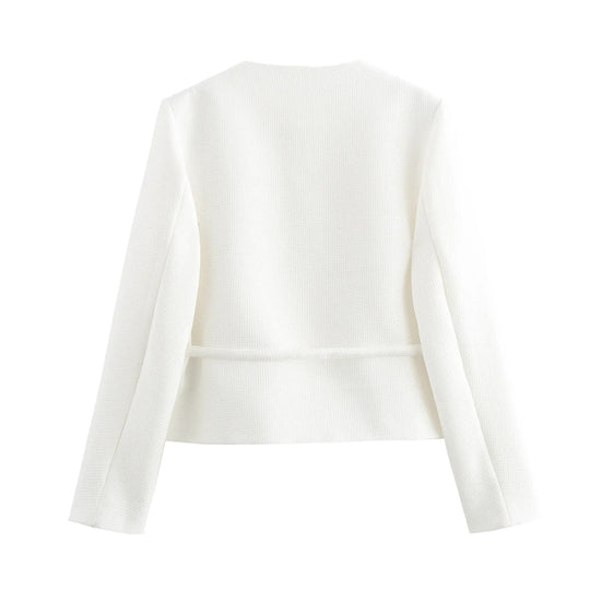 Damen stylistische Übergangsjacke mit Knopfdetails und Bindeband EB