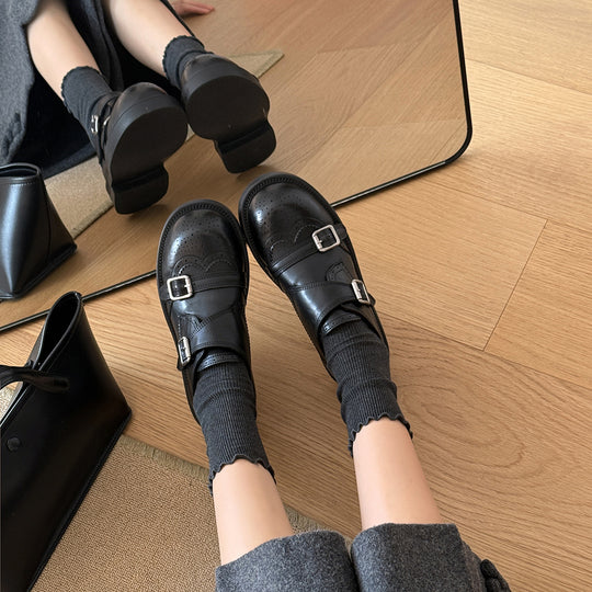 Damen elegante Schnürschuhe mit modischem Schnallenverschluss EB