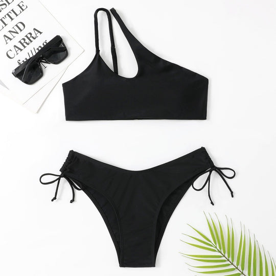 Damen Sportlicher Bikini mit asymmetrischem Oberteil und verstellbaren Trägern EB