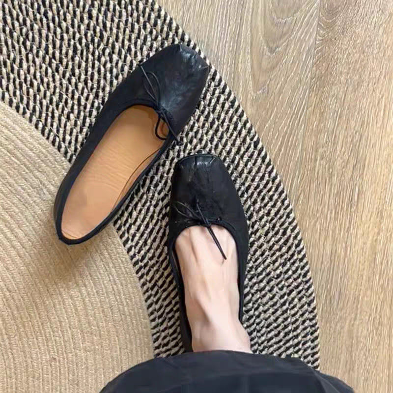 Damen Ballerinas mit eleganter Schleifenverzierung und weichem Leder EB