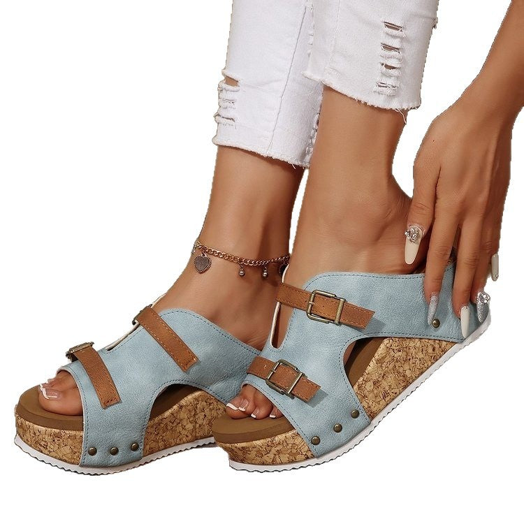 Damen Wedge-Pantoletten mit verstellbarem Riemendesign und komfortablem Fußbett EB