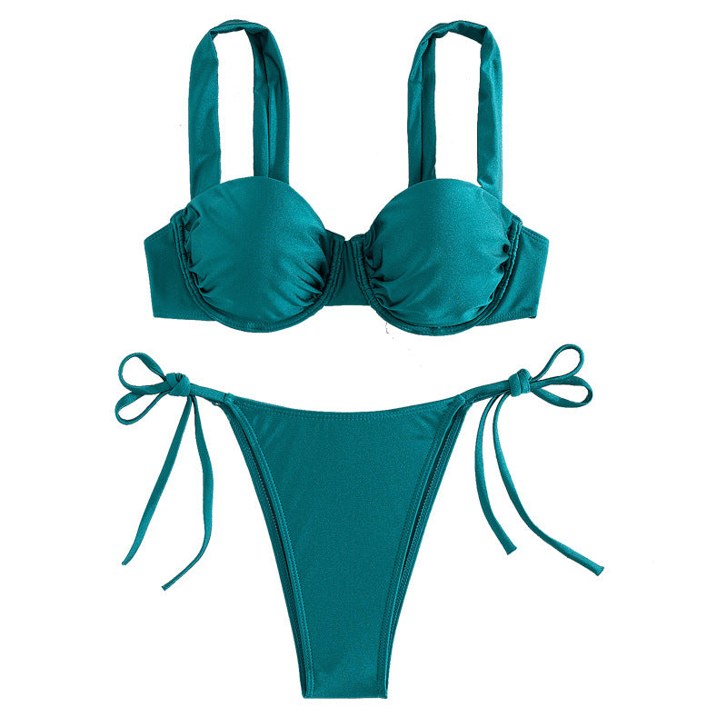 Damen Push-Up Bikini mit großzügigen Trägern und stilvollen Schleifen EB