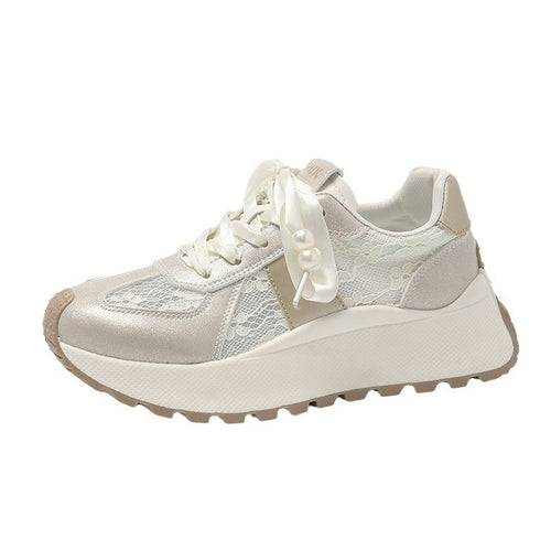 Damen modische Sneakers mit glänzenden Akzenten und eleganter Schnürung EB