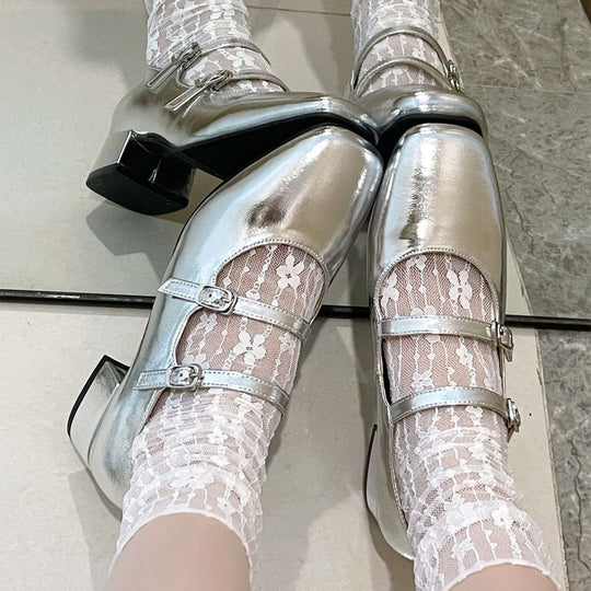 Damen elegante Ballerina-Schuhe mit dekorativen Schnallen EB