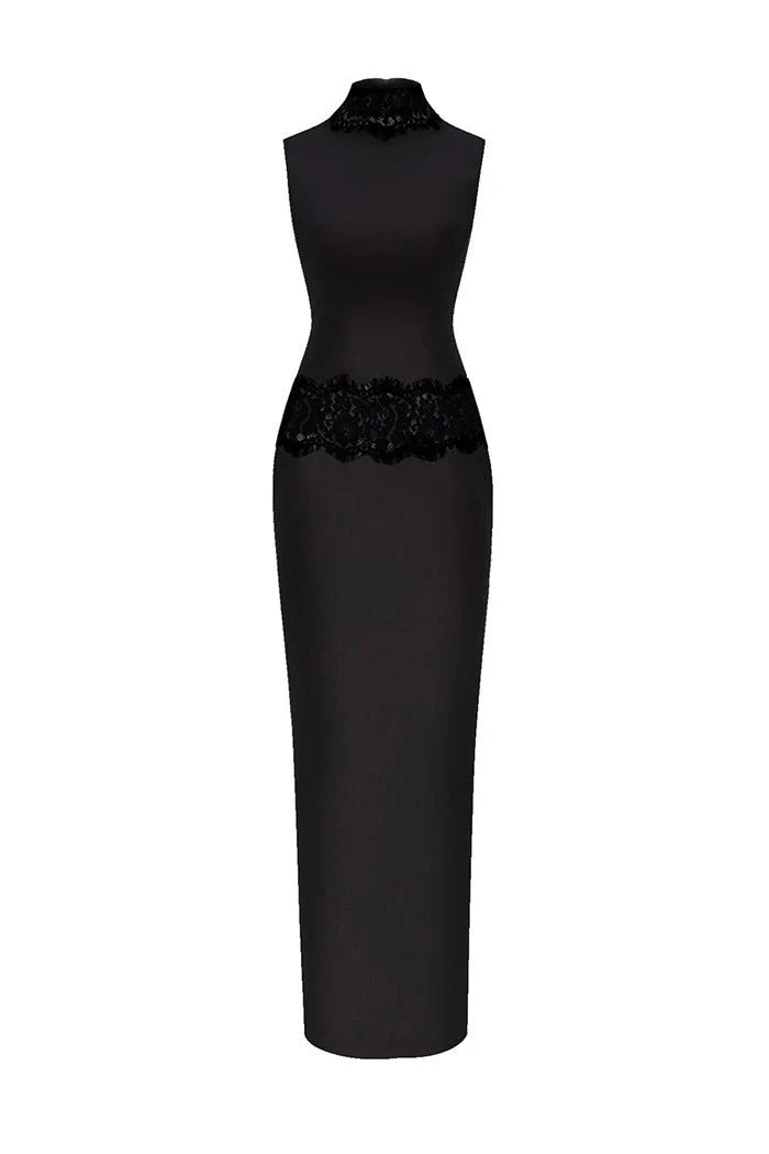 Damen Elegantes und figurbetontes Abendkleid mit Spitzenakzenten EB