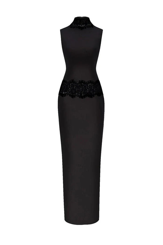Damen Elegantes und figurbetontes Abendkleid mit Spitzenakzenten EB