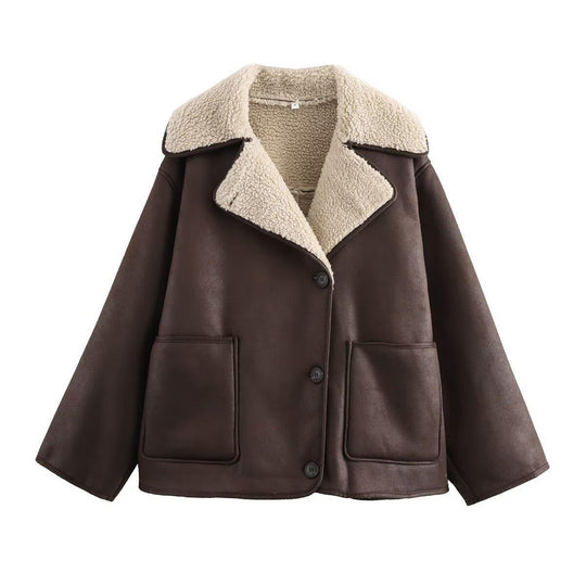 Damen Übergangsjacke mit kuscheligem Teddyfutter und praktischen Taschen EB