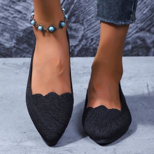 Damen Ballerinas mit eleganter Spitzenstruktur EB