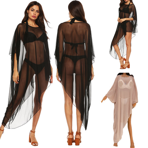 Damen transparenter Strandüberwurf mit fließendem Design EB
