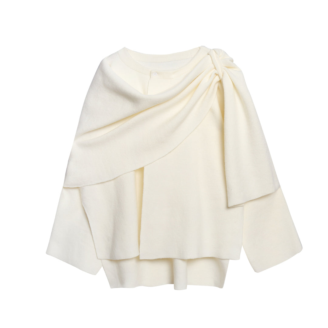 Damen gemütlicher Strickponcho mit raffinierten Drapierungen EB