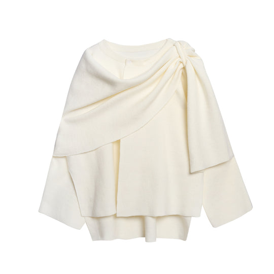Damen gemütlicher Strickponcho mit raffinierten Drapierungen EB