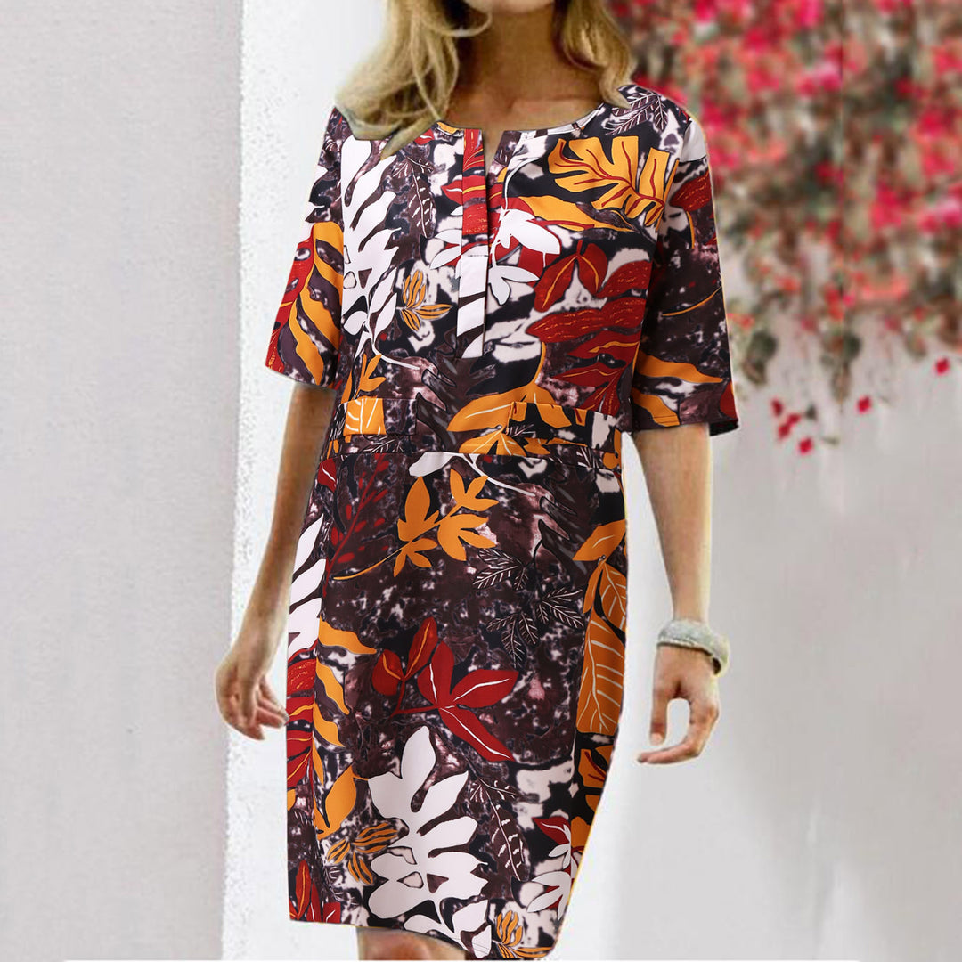 Damen Tropischer Druck Shiftkleid EB