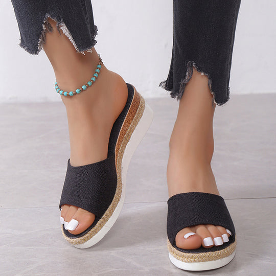 Damen Wedgesandalen mit eleganter Jute-Details EB
