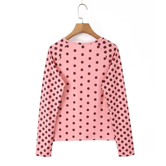 Damen Langarmshirt mit modischem Punkte-Muster EB