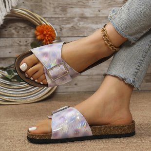 Damen Komfortable Riemchen-Sandalen mit modischem Schnallen-Design EB