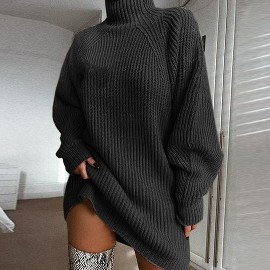 Damen Oversized Strickpullover mit hohem Kragen EB