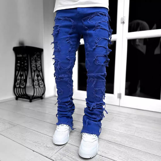 Herren modische Ripped Denim-Hose im lässigen Street-Style EB