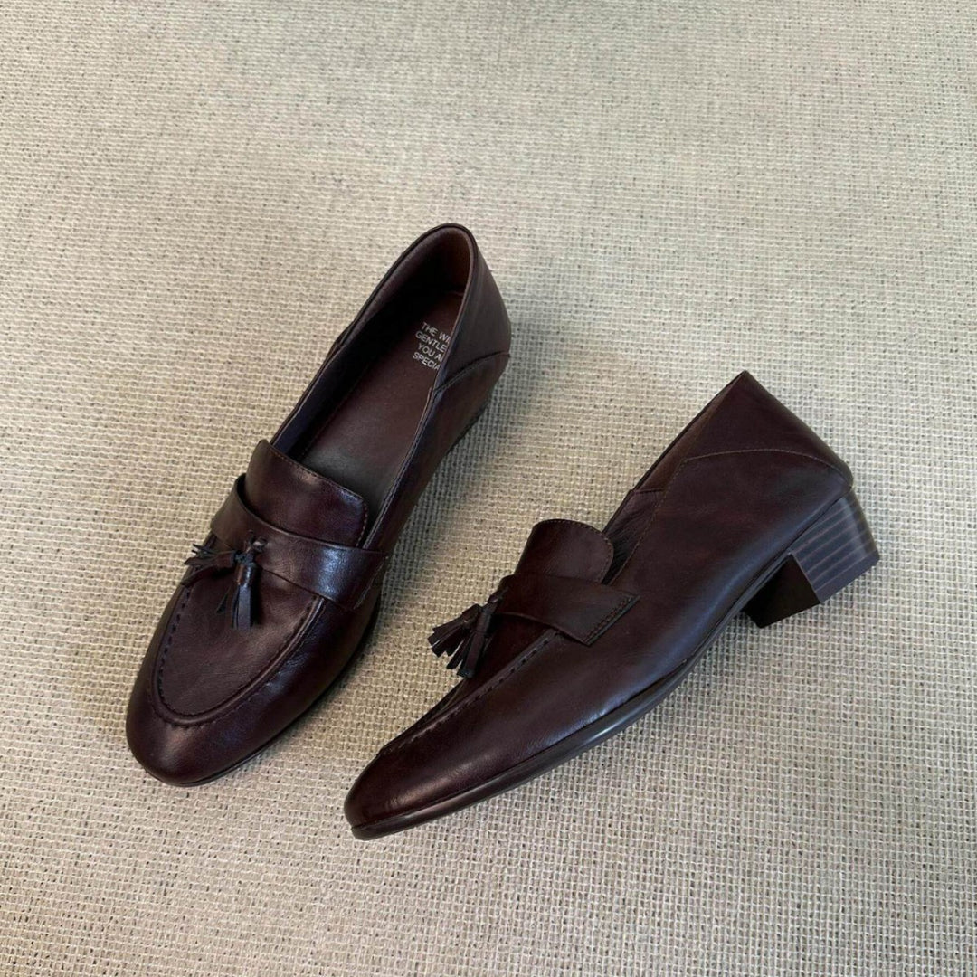 Damen Elegante Mokassins aus hochwertigem Leder mit Quastenakzent EB