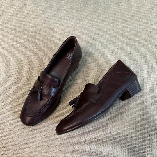 Damen Elegante Mokassins aus hochwertigem Leder mit Quastenakzent EB