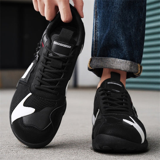 Herren sportiver Retro-Mesh-Ledermix Sneaker mit verstärkter Zehenkappe und griffiger Trailsohle EB