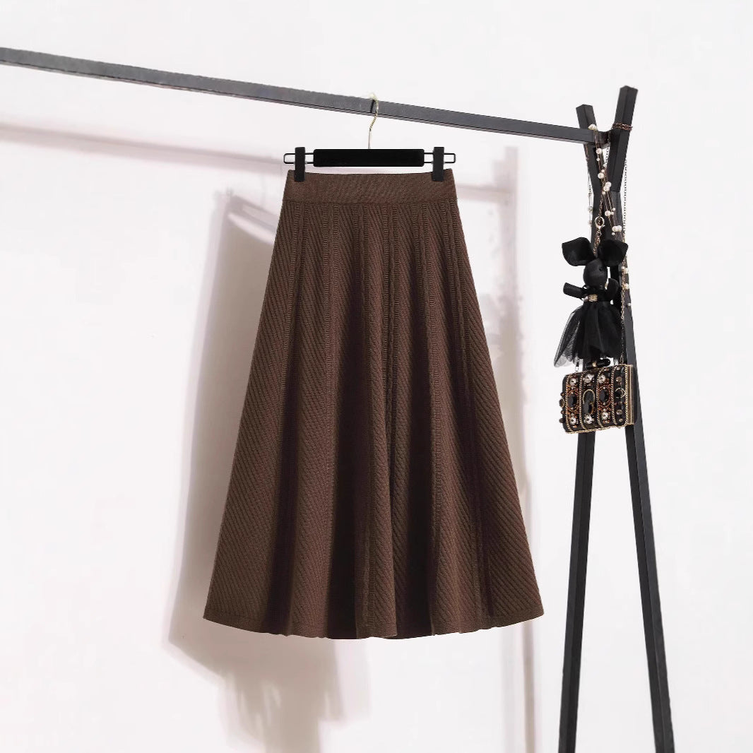 Damen Plissierter Midirock mit elastischem Bund und feiner Struktur EB