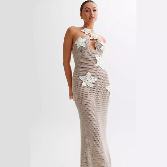 Damen Häkelkleid mit floralem Design EB