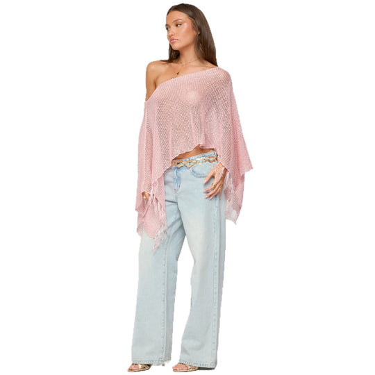 Damen stylischer Poncho mit Fransen EB
