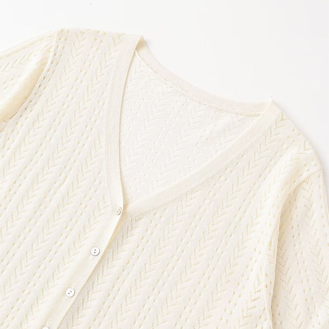 Damen Strick-Crop-Top mit V-Ausschnitt und Knopfverschluss EB