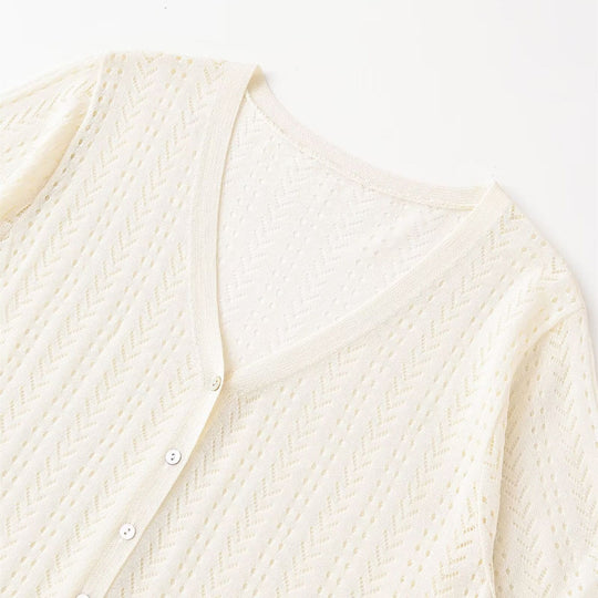 Damen Strick-Crop-Top mit V-Ausschnitt und Knopfverschluss EB