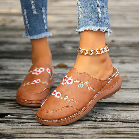 Bestickte Vintage-Blumen Hausschuhe EB