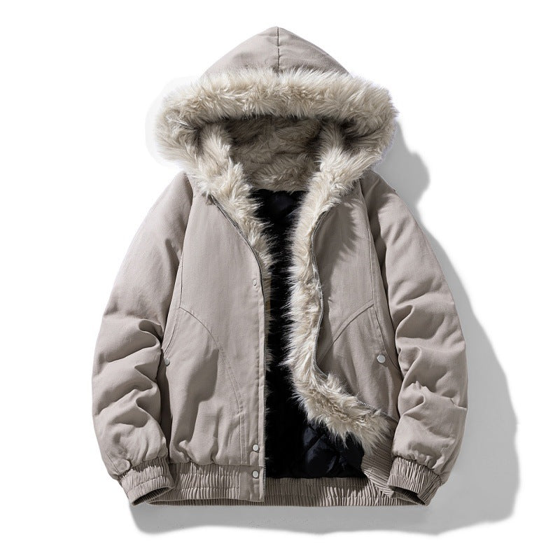 Unisex gesteppte Winterjacke mit Kunstfellkapuze und thermischer Füllung EB