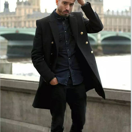 Herren eleganter Doppelreihiger Mantel EB