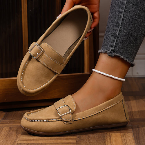 Damen Mokassins mit modischem Schnallen-Design und komfortabler Sohle EB