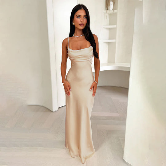 Damen Elegantes Maxikleid mit raffiniertem Cowl-Ausschnitt EB