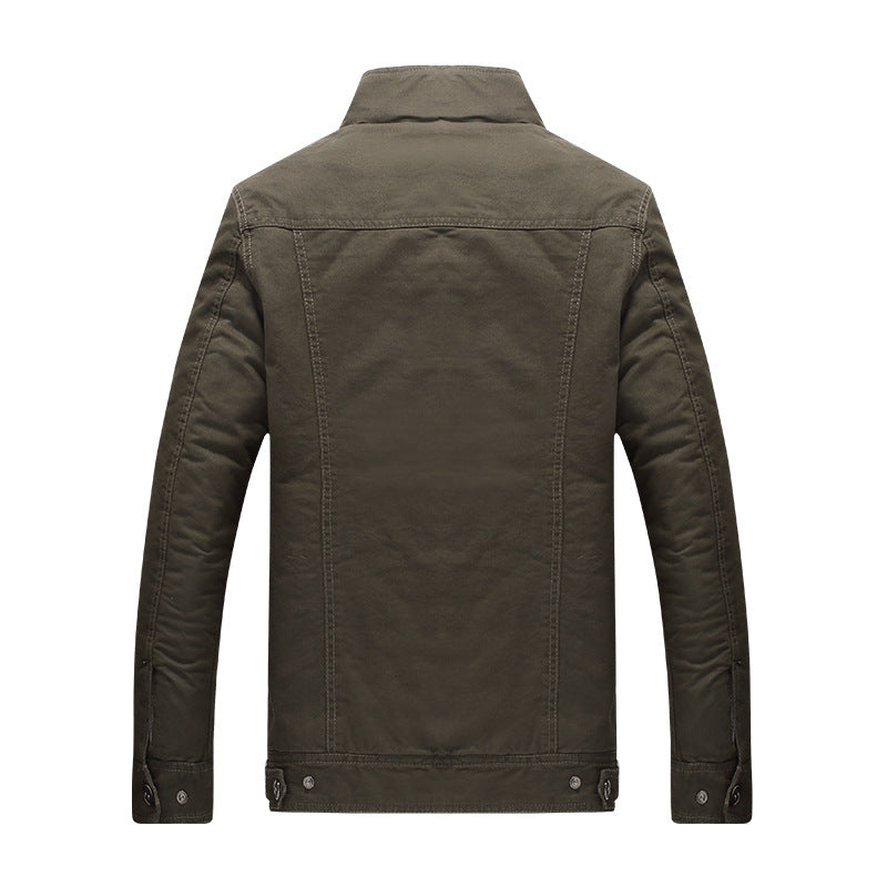 Herren Canvas-Fieldjacke mit Sherpa-Innenfutter, Utility-Taschen und Stehkragen EB