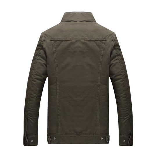 Herren Canvas-Fieldjacke mit Sherpa-Innenfutter, Utility-Taschen und Stehkragen EB