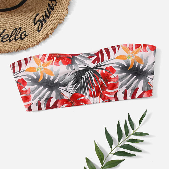 Damen Bandeau-Bikinioberteil mit stylish floralem Design EB
