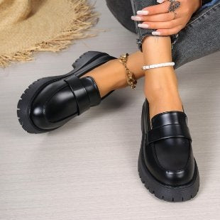 Damen nan klassische Loafer mit massiver Plateausohle und gepolstertem Komfortfußbett EB