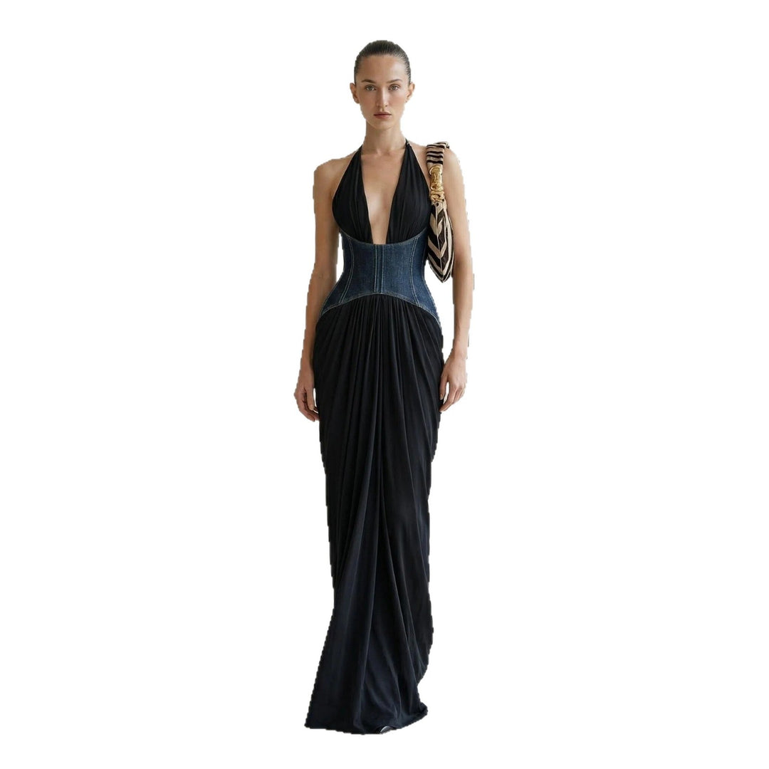 Damen Abendkleid mit tiefem Ausschnitt und tailliertem Design EB