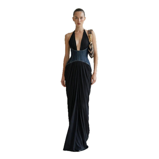 Damen Abendkleid mit tiefem Ausschnitt und tailliertem Design EB