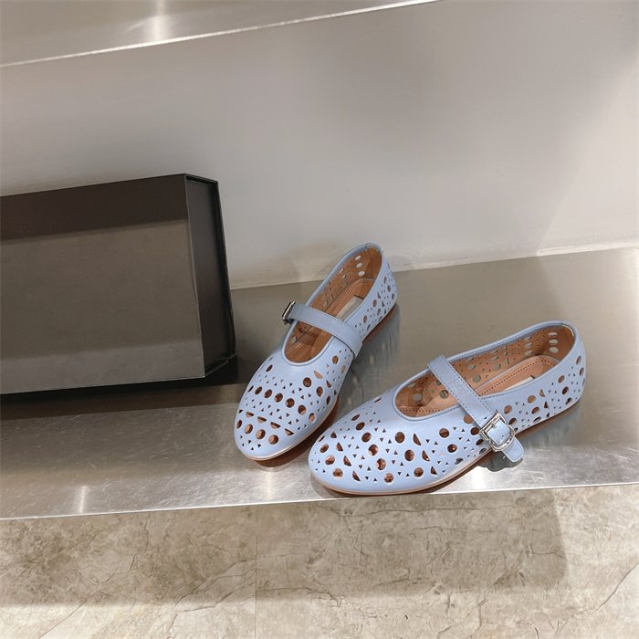 Damen elegante Ballerinas im modischen Lochdesign mit verstellbarem Riemen EB