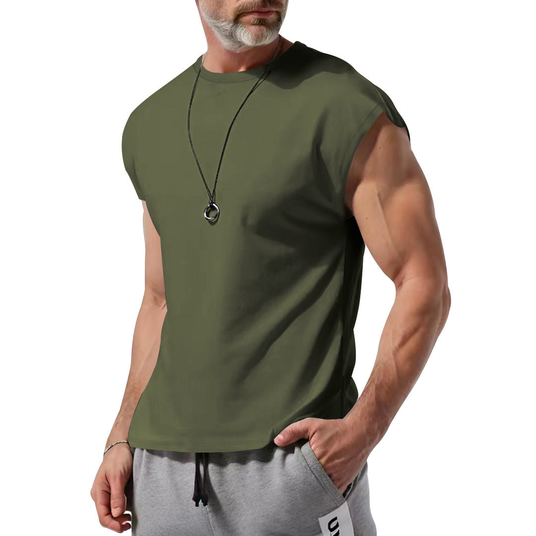 Herren nan athletisches abgeschnittenes Tanktop mit breiten Armöffnungen und Rundhalsausschnitt EB